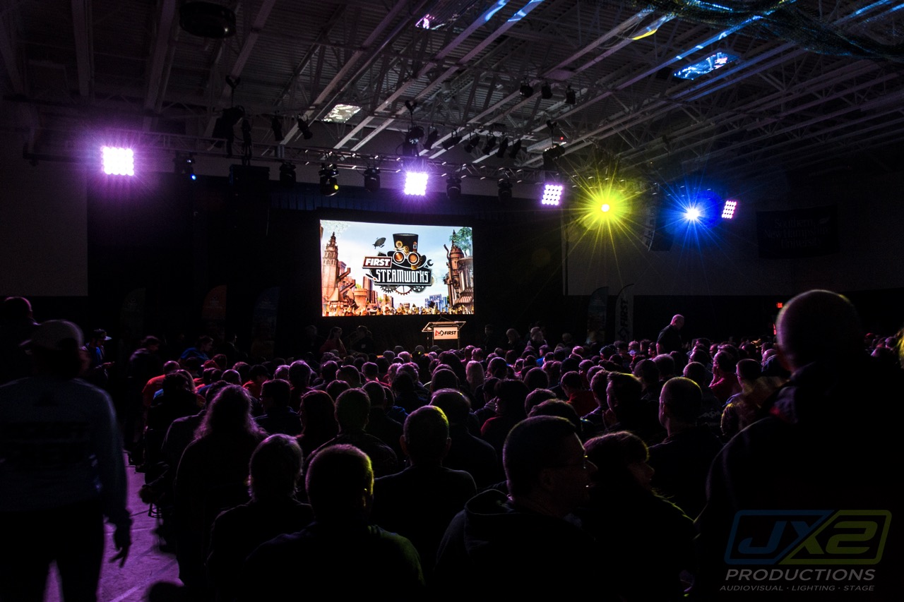 Standing-room audience at the 2017 FIRST Robotics Competition International Kickoff.