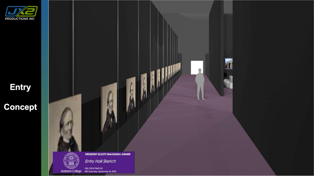 Entry concept using historical Amherst College imagery.