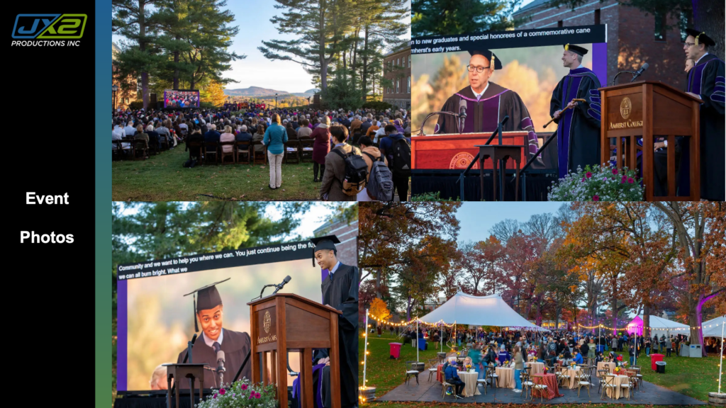 Outdoor Amherst College Presidential Inauguration ceremony and audience.