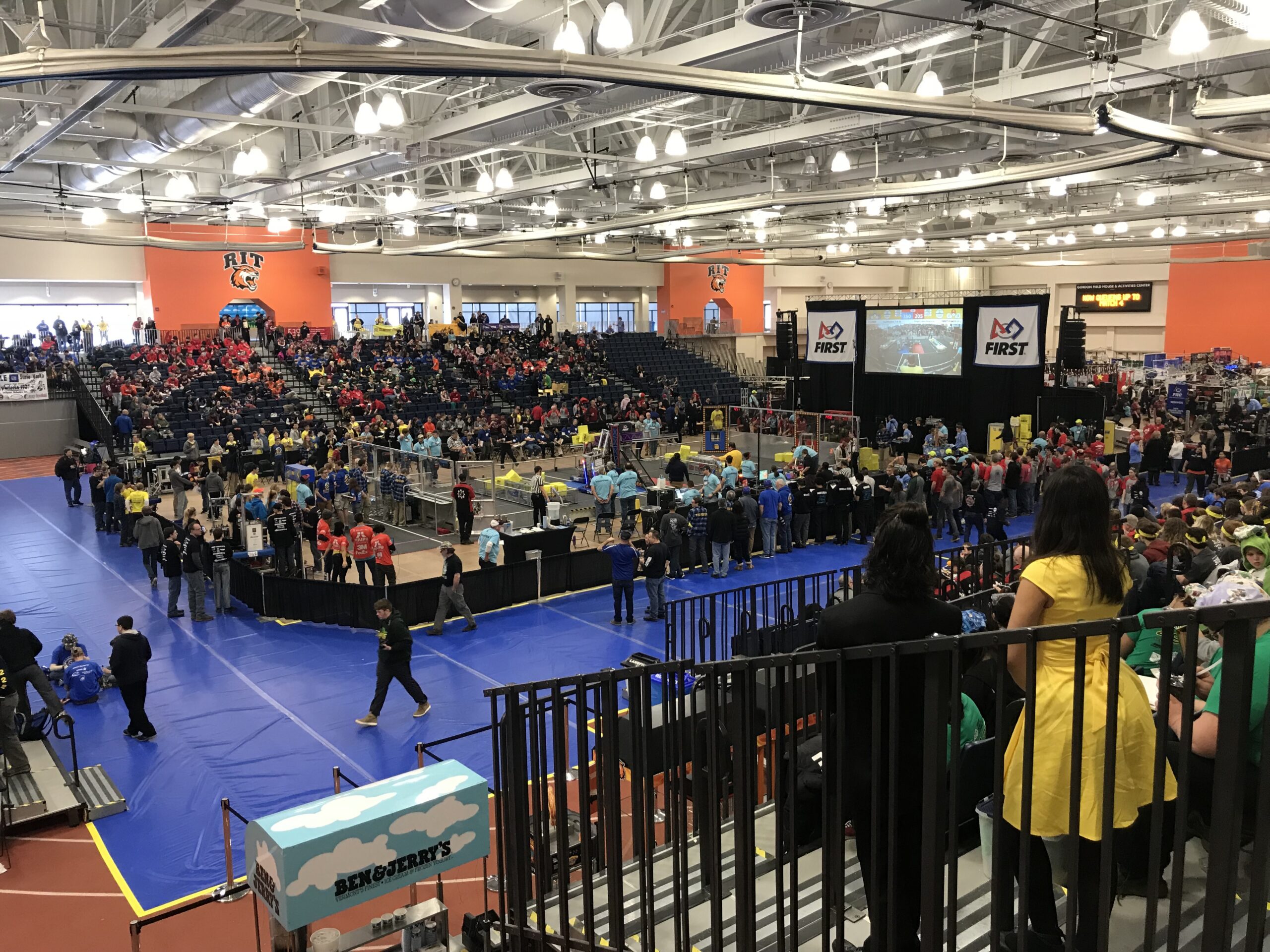Live FIRST Robotics Competition matches at the 2018 Finger Lakes Regional at Rochester Institute of Technology.