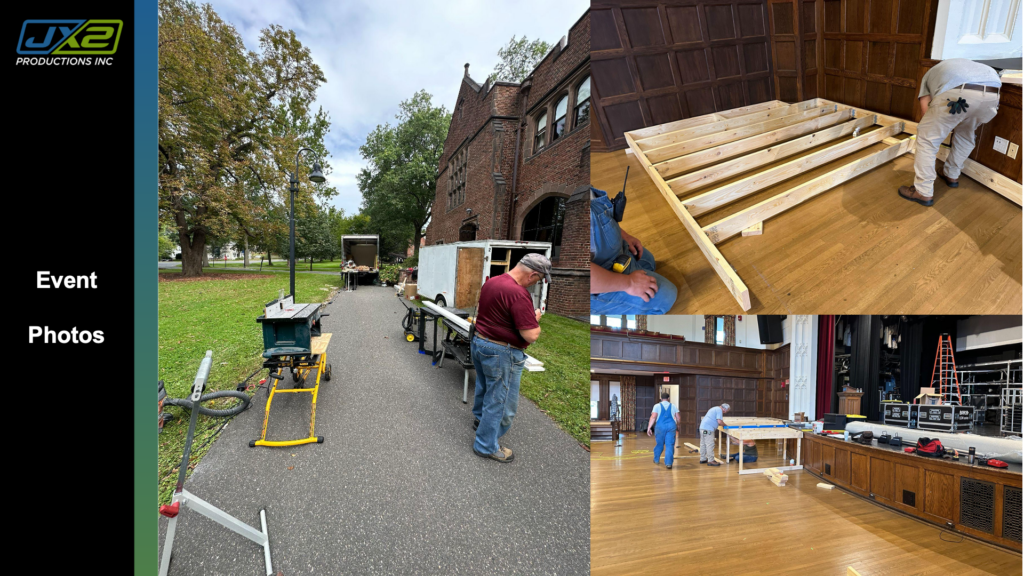 Custom stage fabrication and installation for the Mount Holyoke College Presidential Inauguration.